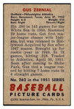 1951 Bowman Baseball #262 Gus Zernial A's VG-EX 492720