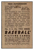 1952 Bowman Baseball #003 Fred Hutchinson Tigers VG-EX 492731
