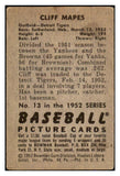 1952 Bowman Baseball #013 Cliff Mapes Tigers GD-VG 492745