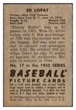 1952 Bowman Baseball #017 Eddie Lopat Yankees VG-EX 492749