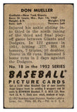 1952 Bowman Baseball #018 Don Mueller Giants GD-VG 492751