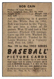 1952 Bowman Baseball #019 Bob Cain Browns VG 492753