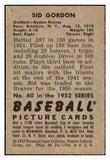 1952 Bowman Baseball #060 Sid Gordon Braves VG-EX 492804