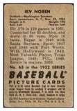 1952 Bowman Baseball #063 Irv Noren Senators VG 492810