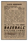 1952 Bowman Baseball #078 Lloyd Merriman Reds VG-EX 492833