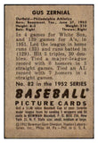1952 Bowman Baseball #082 Gus Zernial A's VG-EX 492838