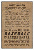 1952 Bowman Baseball #085 Marty Marion Browns GD-VG 492843