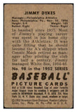 1952 Bowman Baseball #098 Jimmie Dykes A's GD-VG 492859