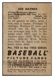 1952 Bowman Baseball #103 Joe Haynes Senators VG 492862