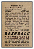 1952 Bowman Baseball #125 Howie Fox Phillies VG-EX 492878