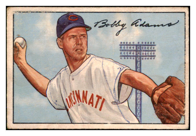 1952 Bowman Baseball #166 Bobby Adams Reds VG 492913