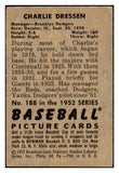 1952 Bowman Baseball #188 Chuck Dressen Dodgers VG 492930