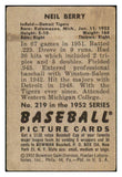 1952 Bowman Baseball #219 Neil Berry Tigers VG 492951