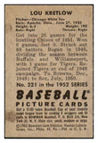 1952 Bowman Baseball #221 Lou Kretlow White Sox VG-EX 492955