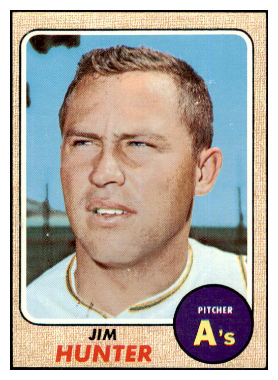 1968 Topps Baseball #385 Catfish Hunter A's EX 493051