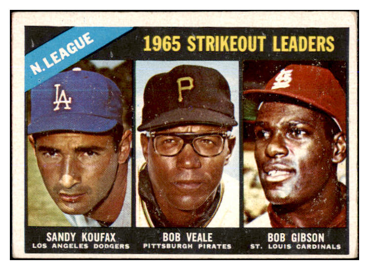 1966 Topps Baseball #225 N.L. Strike Out Leaders Sandy Koufax VG-EX 493095