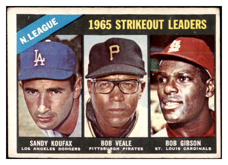 1966 Topps Baseball #225 N.L. Strike Out Leaders Sandy Koufax VG 493098
