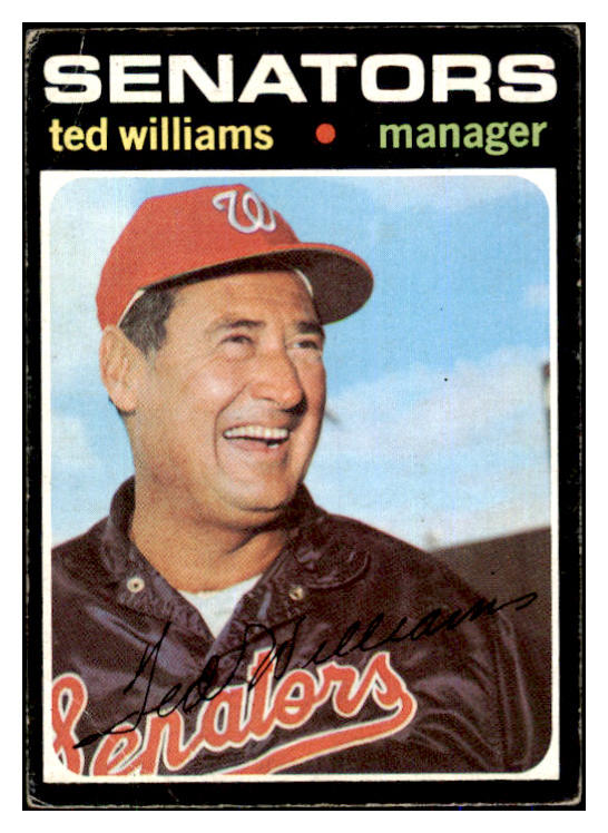 1971 Topps Baseball #380 Ted Williams Senators VG 493131