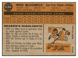 1960 Topps Baseball #530 Mike McCormick Giants VG-EX 493182