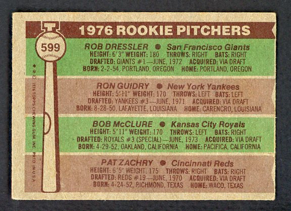 1976 Topps Baseball #599 Ron Guidry Yankees VG 493238