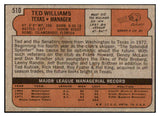 1972 Topps Baseball #510 Ted Williams Rangers VG 493331