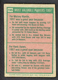 1975 Topps Baseball #195 Mickey Mantle Hank Aaron PR-FR 493343