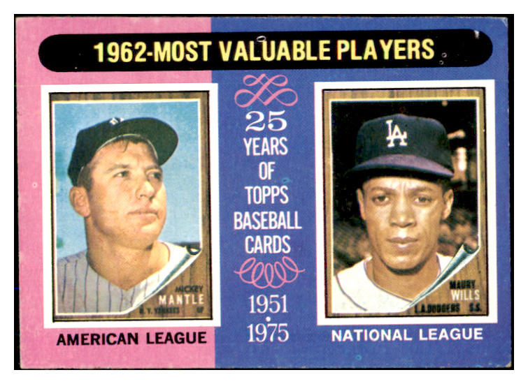 1975 Topps Baseball #200 Mickey Mantle Maury Wills EX 493349