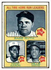 1973 Topps Baseball #001 Hank Aaron Babe Ruth Willie Mays VG 493359