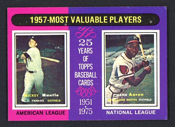 1975 Topps Baseball #195 Mickey Mantle Hank Aaron VG-EX 493372