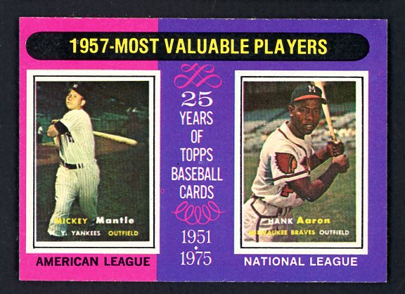 1975 Topps Baseball #195 Mickey Mantle Hank Aaron NR-MT 493373