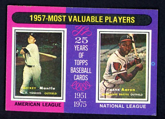 1975 Topps Baseball #195 Mickey Mantle Hank Aaron VG-EX 493401