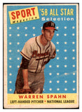 1958 Topps Baseball #494 Warren Spahn A.S. Braves VG 493467