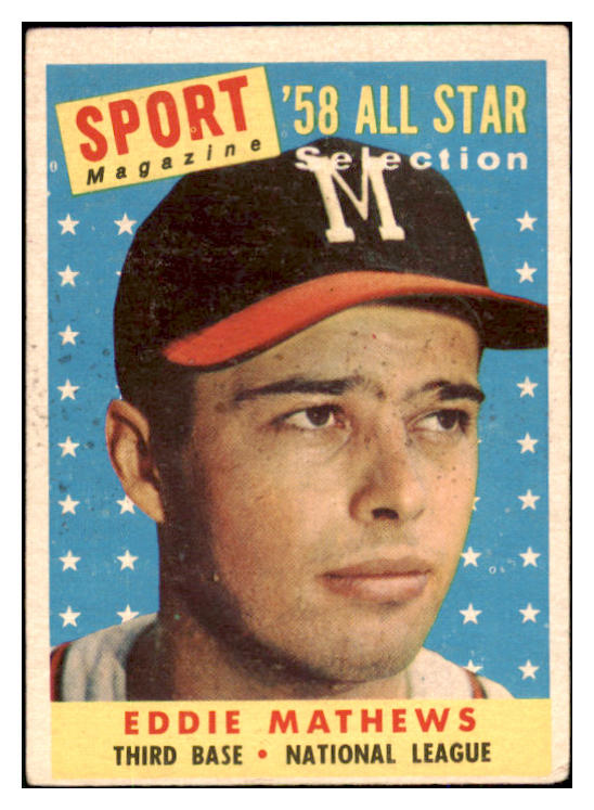 1958 Topps Baseball #480 Eddie Mathews A.S. Braves VG-EX 493473