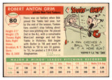 1955 Topps Baseball #080 Bob Grim Yankees EX-MT 493714