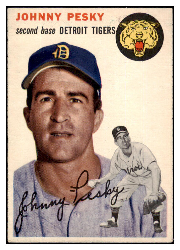 1954 Topps Baseball #063 Johnny Pesky Tigers EX 493799