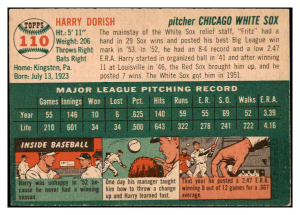 1954 Topps Baseball #110 Harry Dorish White Sox EX 493810