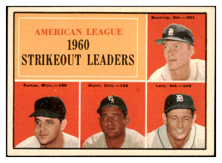 1961 Topps Baseball #050 A.L. Strike Out Leaders Bunning EX-MT 493911