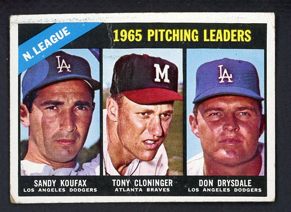 1966 Topps Baseball #223 N.L. Win Leaders Sandy Koufax GD-VG 493947