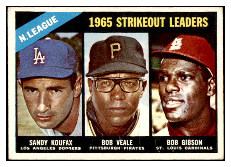 1966 Topps Baseball #225 N.L. Strike Out Leaders Sandy Koufax PR-FR 494005