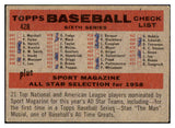 1958 Topps Baseball #428 Cincinnati Reds Team GD-VG Ink Numerical 494074