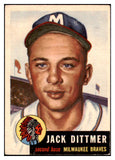 1953 Topps Baseball #212 Jack Dittmer Braves EX-MT 494143