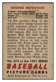 1951 Bowman Baseball #274 George Metkovich Pirates VG-EX 494197