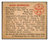 1950 Bowman Baseball #138 Allie Reynolds Yankees VG-EX 494232