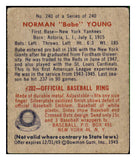 1949 Bowman Baseball #240 Babe Young Yankees VG-EX 494238