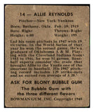 1948 Bowman Baseball #014 Allie Reynolds Yankees VG-EX 494249