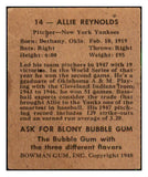 1948 Bowman Baseball #014 Allie Reynolds Yankees VG-EX 494250