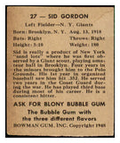 1948 Bowman Baseball #027 Sid Gordon Giants VG-EX 494258