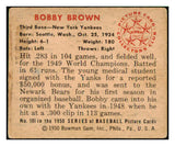 1950 Bowman Baseball #101 Bobby Brown Yankees VG-EX 494279