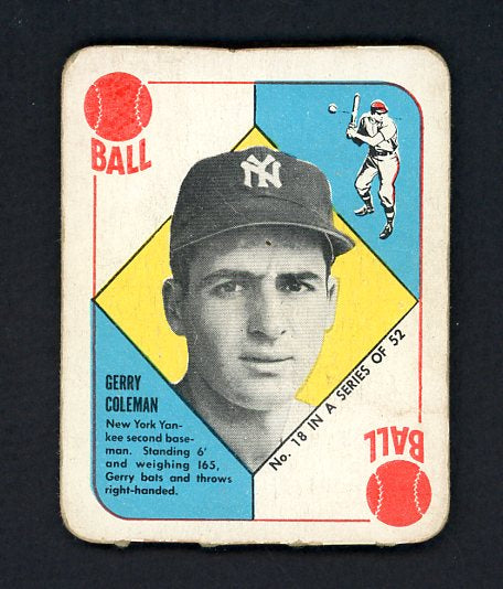 1951 Topps Red Backs #018 Jerry Coleman Yankees VG 494286