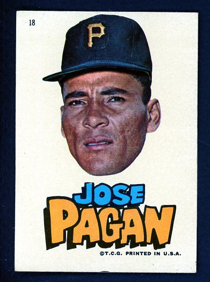 1967 Topps Baseball Stickers #018 Jose Pagan Pirates EX-MT 494393